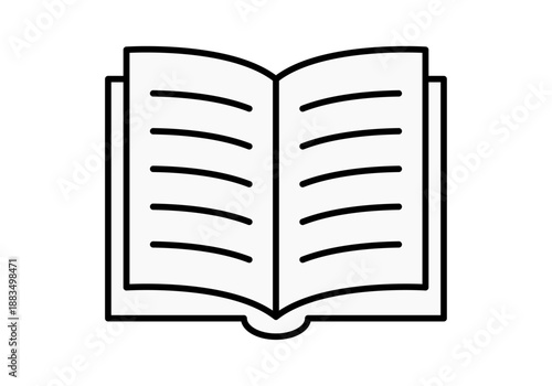 Icono de libro abierto con páginas de texto para lectura y educación