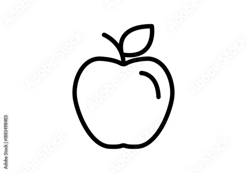 Icono de manzana de fruta fresca con tallo y hoja