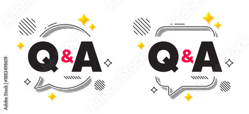Questions answers chat speech bubble. Social media concept. Questions and answers icon. Answer question sign. Faq symbol. 3d flare stars chat bubble. Vector