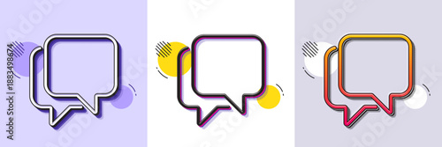 Talk bubble line icon. Halftone dotted pattern. Gradient icon with grain shadow. Speech bubble sign. Chat message symbol. Line talk bubble icon. Various designs. Vector