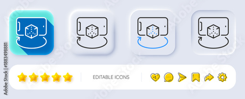 Augmented reality phone line icon. Neumorphic, Flat shadow, 3d buttons. VR simulation sign. 3d cube symbol. Line augmented reality icon. Social media icons. Vector