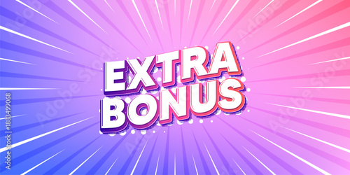 Extra bonus sun rays gradient banner. Light burst background. Extra bonus offer tag. Special gift promo sign. Sale promotion symbol. Gradient sun rays. Sunburst light. Vector