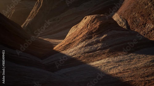 Scenic sandstone rock formations and red canyon walls glow under the Arizona sky in this natural desert landscape within the United States