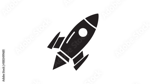 Minimalist rocket icon on white background with natural lighting and detailed texture for commercial background