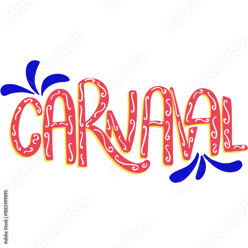 Carnaval lettering desenhado a mão colorido hand drawn