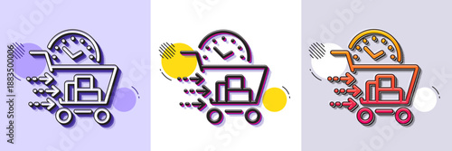 Food delivery line icon. Halftone dotted pattern. Gradient icon with grain shadow. Order cart sign. Catering service symbol. Line food delivery icon. Various designs. Vector