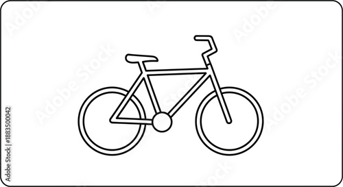Simple illustration of a bicycle with a frame, wheels, handlebars, and seat
