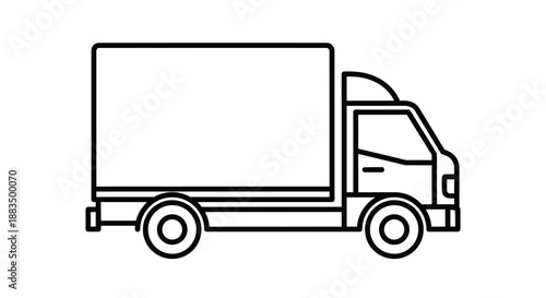 Minimalist line art illustration of a delivery truck, perfect for logistics, shipping, and cargo concepts