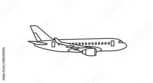 Airplane side view illustration, symbol of air travel and transportation