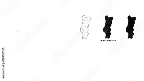Portugal map illustrations in flat style