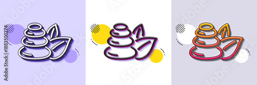 Spa stones line icon. Halftone dotted pattern. Gradient icon with grain shadow. Bath resort sign. Hotel service symbol. Line spa stones icon. Various designs. Vector