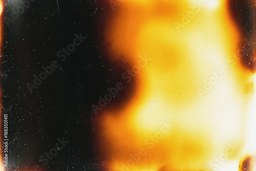 35mm Film Burn Texture Overlay. Vintage Analog Light Leak Effect. Grunge Dust, Noise, Scratches.