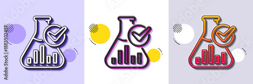 Chemistry lab line icon. Halftone dotted pattern. Gradient icon with grain shadow. Laboratory flask sign. Analysis symbol. Line chemistry lab icon. Various designs. Vector