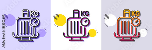 Baggage scales line icon. Halftone dotted pattern. Gradient icon with grain shadow. Travel luggage weight sign. Journey bag symbol. Line baggage scales icon. Various designs. Vector