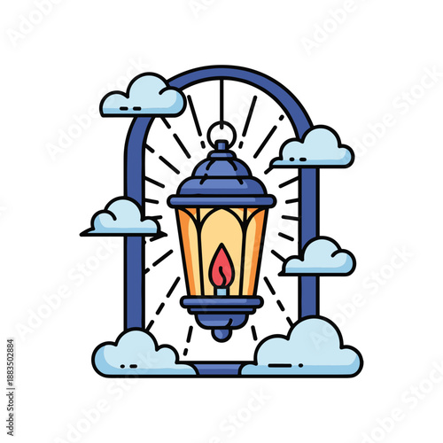 Whimsical Cloud Lantern Illustration