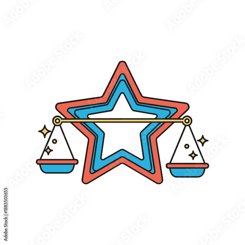 Balanced Star Justice Vector Illustration
