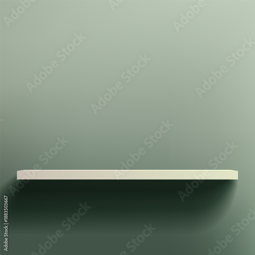 Green Shelves with Light From The Top, Vector Illustration