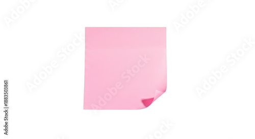 Pink sticky note with curled corner for reminders and organization isolated on transparent background