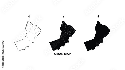 Minimalist oman map in monochrome