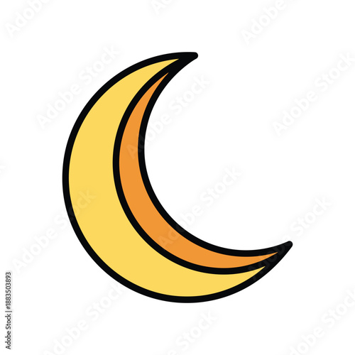 Vibrant Crescent Moon Vector Illustration