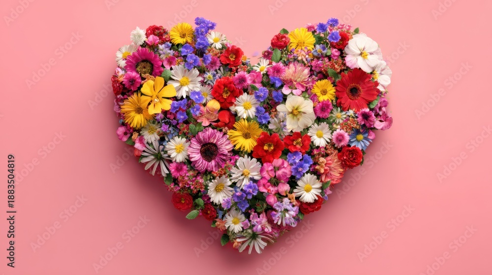 Fototapeta premium Galentine’s Day greeting card celebrating female friendship with floral heart composition modern poster style for international celebration of women connection joy appreciation and kindness