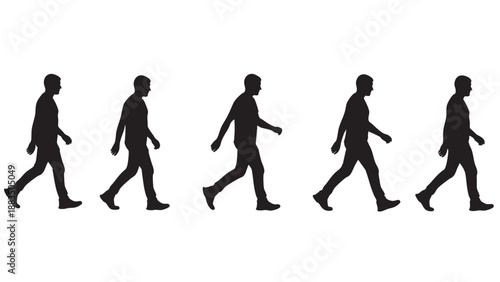 Sequence of a Walking Man Silhouette on Transparent Background