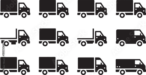 Black and white delivery truck vehicle