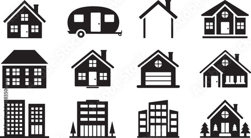 Black and white house and building architecture