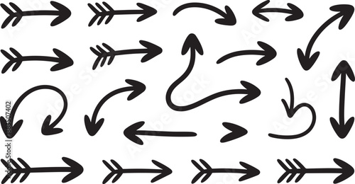 Black arrows on white background direction navigation