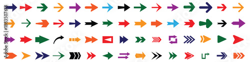 Arrow icon set.  colorful arrow cursor, Modern simple arrows. collection, different arrow signs. Vector illustration