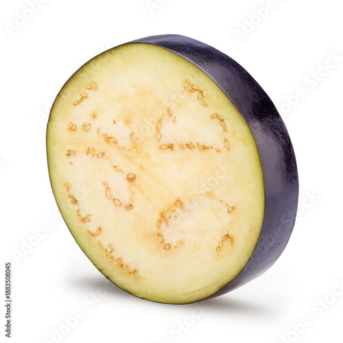 Aubergine or eggplant cross section isolated on white background. File contains clipping path.