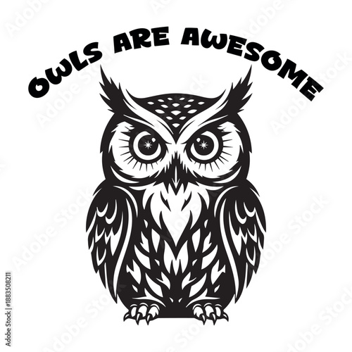 Owls Are Awesome – Detailed Owl Graphic T-Shirt Design