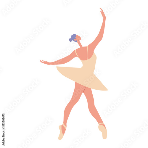 Elegant Ballerina in Tutu Performing on Pointe Digital Art Illustration