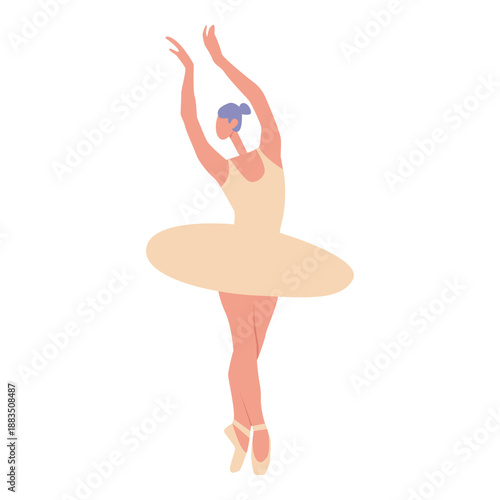 Elegant Ballerina Dancing En Pointe with Raised Arms Illustration