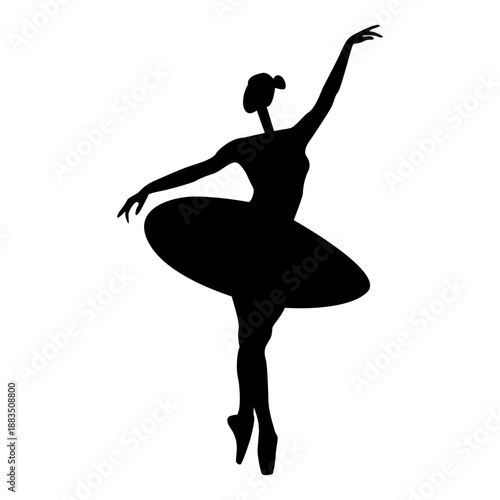Elegant Classical Ballet Dancer Silhouette Gesture Isolated Illustration