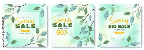 Spring Set of Square Sale Postcards