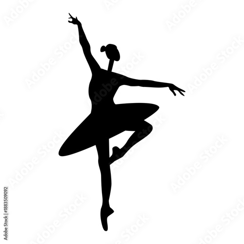 Elegant Black Silhouette of a Ballerina Dancing on Pointe