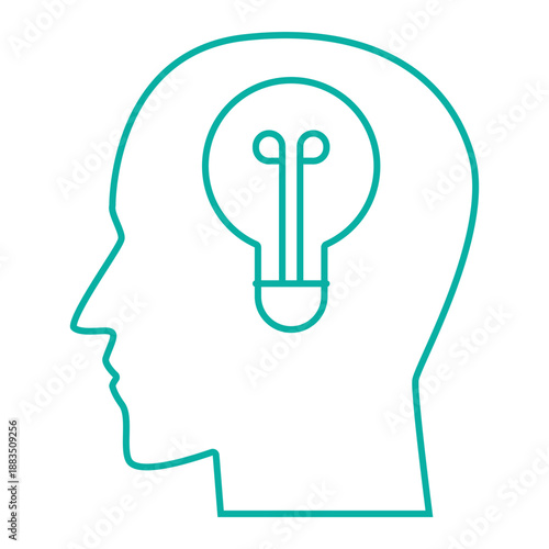 Human Head Outline Icon Symbolizing Idea Generation and Thought