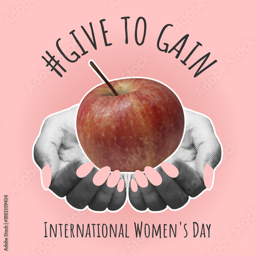 Square Postcard for March 8th, Give to Gain with Apple