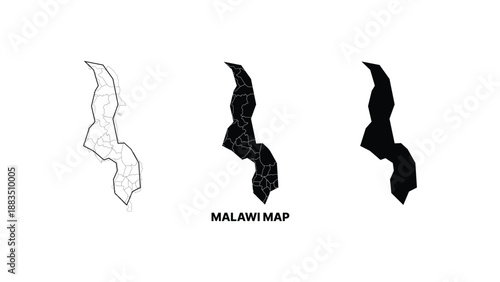 Minimalist map of malawi in flat design style