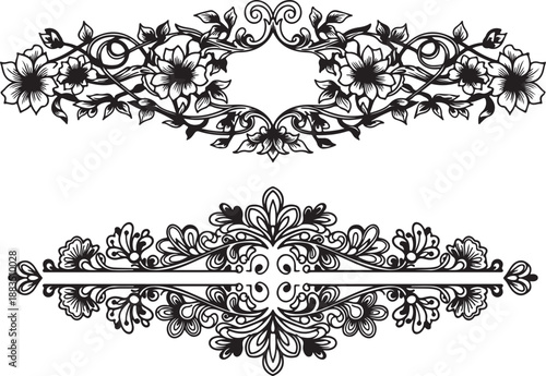 Ornate floral border designs Vector