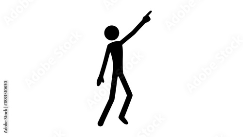 Black stick figure pointing arm upwards in a hopeful or directive gesture, isolated white background.
