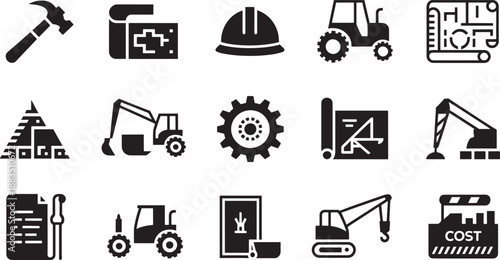 Construction and engineering symbols industrial tools