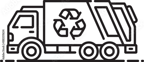 Recycling truck with recycling symbol waste management environment