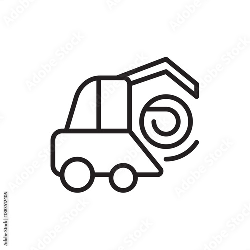 Hay baler icon. Efficient crop harvesting and fodder storage, representing mechanical baling systems, industrial ag-tech equipment, round bale production, and essential livestock feed preservation.