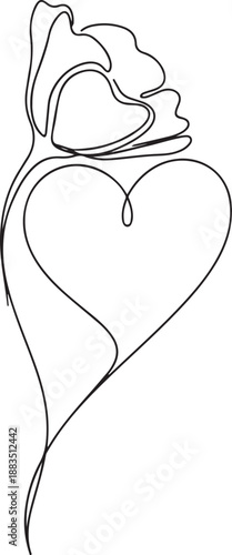 Modern Minimal Flower Line Art – Continuous One Line Design. Generative Ai