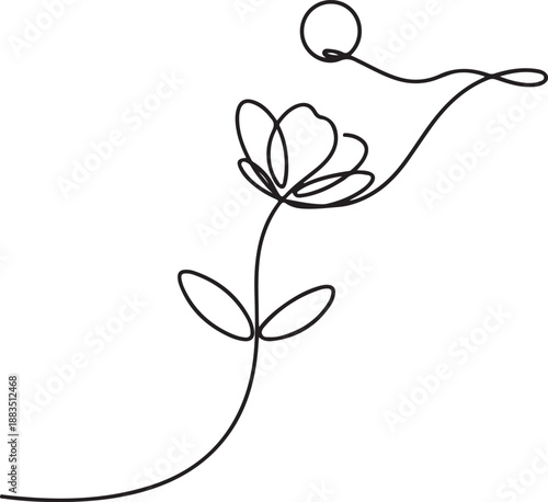 Modern Minimal Flower Line Art – Continuous One Line Design. Generative Ai