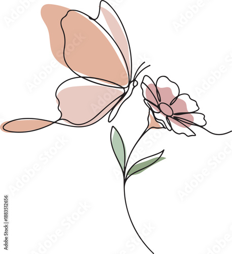 Minimal One Line Flower Art – Elegant Continuous Line Illustration, Generative Ai