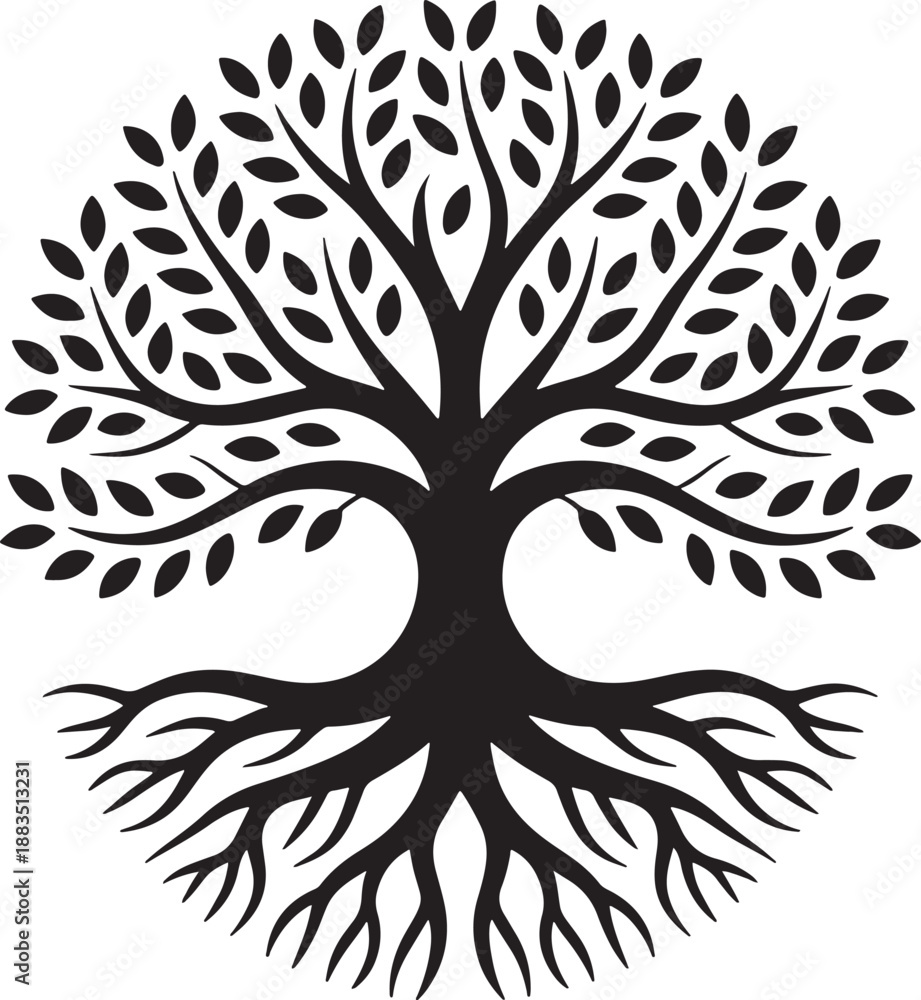 Obraz premium Tree with roots and leaves nature ecology