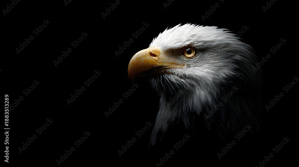 Fototapeta premium Cinematic Side Profile of a Eagle with Dramatic Lighting